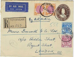Malaya / Kelantan 1954 Temangan 10¢ Postal Envelope H&amp;G B2a ...