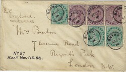 Burma 1886 Bhamo Envelope [Registered] Sent to London Bearing Three ...