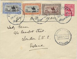 Sudan 1933 Port Sudan 10m Postal Envelope H&G B11 Early Airmail Sent ...