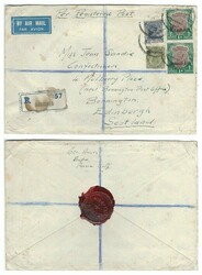 Bahrain 1940 Bahrain Envelope Registered Airmail Sent to Scotland ...