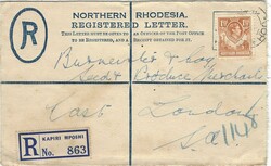 Rhodesia Northern 1946 Kapiri Mposhi 4d Postal Registration Envelope ...