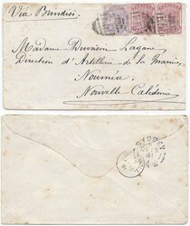Great Britain 1881 Greenhill Envelope Sent to Noumea, New Caledonia ...