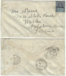 Zululand 1894 Nkandhla Single Letter Rate Envelope Sent to Aylesbury, ...