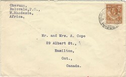 Rhodesia Northern 1934 Balovale (now Called Zambezi, Zambia) Envelope ...