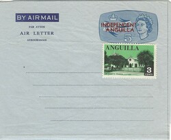 Anguilla 1967 Mint 5¢ Aerogramme H&amp;G FG1 with Red Overprint ...