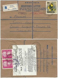 Rhodesia 1977 Mtoko Formula Postal Registration Envelope Internally ...
