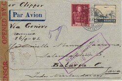Switzerland 1941 Lausaane Envelope Censored Airmail (Noting “Per ...