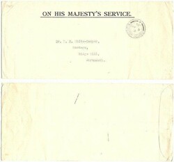 Falkland Islands 1936 South Georgia OHMS Stampless Envelope Sent to ...