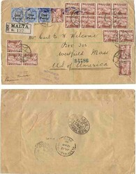 Malta 1907 Floriana Envelope Registered &amp; Sent to the United ...