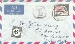Trinidad & Tobago 1966 Incoming Envelope Sent from Guyana via Airmail ...