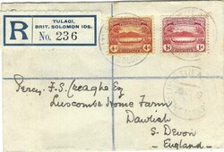 British Solomon Islands 1919 Tulagi Envelope Sent Registered to ...