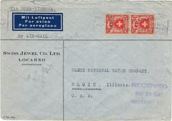 Switzerland 1941 Locarno Corner Envelope Airmail via LATI (at Rome) & ...