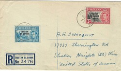 Tristan da Cunha 1952 Tristan da Cunha Envelope Sent Registered to ...