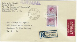 Bahamas 1952 Nassau Envelope Sent Registered Airmail EXPRESS to the ...