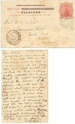 Zululand 1893 Lower Tugela 1d Postal Card Sent to SurbitonEngland; ...