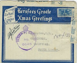 South Africa 1943 Middle East Forces “Xmas Greetings” Illustrated ...