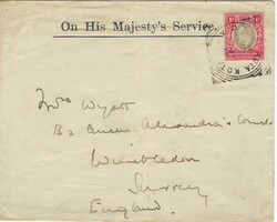 British Central Africa 1907 Kota Kota Envelope Sent to Wimbledon, ...