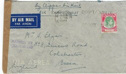 Malaya 1941 Singapore Clipper Airmail “Air Throughout” Censored ...