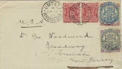 Rhodesia 1899 Umtali Envelope Sent to the United States Bearing 4d, ...