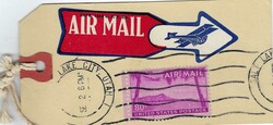 United States 1960 Salt Lake City, Utah Parcel Tag Airmail Sent to ...