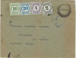 Mauritius 1937 Incoming Unpaid Envelope ex Paris France Sent to Port ...