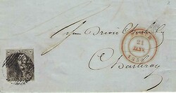 Belgium 1850 Namur Folded Entire Sent to Charleroi Bearing Solo 10c ...