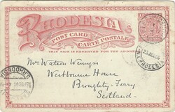 Rhodesia 1906 Fife NE Rhodesia 1d Postal Card Sent to Scotland via ...