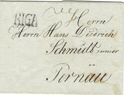 Latvia 1791 Riga Folded Sent to Pernau [Estonia] Noting “RIGA” ...