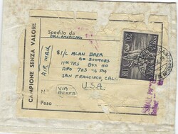 1956 Vatican Cloth Sample Bag Airmail Sent to United States A.P.O. ...