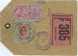 India Used Abroad [1915] Incoming V. P. Insured Parcel Tag to Bushire ...