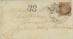 Australia / Victoria 1856 Prahan Envelope Sent to New Haven ...