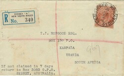 Australia 1932 Sydney Envelope sent Registered to Kampala, Uganda ...