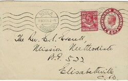 Northern Rhodesia 1936 Ndola 1½d Postal Envelope H&amp;G B3a Sent to ...