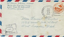 United States 1943 (13 November) APO 726 Attu Island Alaska 6¢ ...