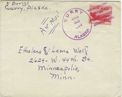 United States 1954 Curry, Alaska, Now a Ghost Tow Envelope Airmail ...
