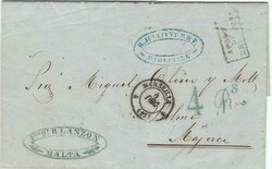 Malta 1856 Entire Sent Under Cover Noting Boxed “APRES / LE / ...