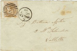 Malta 1878 Envelope Sent to Valetta Bearing Solo 1d SG10 (ex 19th ...