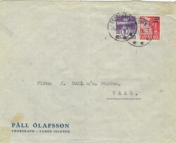 Faroe Islands 1941 Thorshavn Corner Envelope Internally Sent to Vaag ...