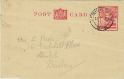 Basutoland 1953 Lebihan Falls 1d Postal Card Sent to Durban South ...
