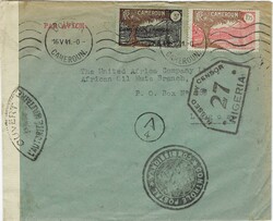 Cameroun 1941 Douala Envelope Twice Censored Airmail Sent to Lagos ...