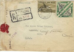 Liberia 1940 (30 Aug) Monrovia Envelope Sent via Airmail Registered & ...