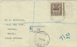 Niue 1968 Niue Envelope sent Registered to Durban South Africa ...