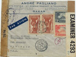 Senegal 1944 Dakar Corner Envelope Twice Censored (On Departure & at ...