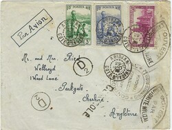 Ivory Coast 1939 Abidjan Envelope Censored Airmail Sent to Cheshire ...