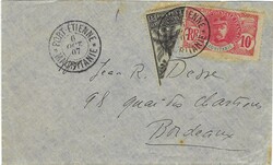 Mauritania 1907 Port Etienne Envelope Sent to France Bearing Bisected ...