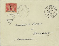 Mauritania 1908 Incoming Unpaid Envelope Sent from Comines [France] ...