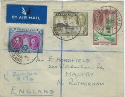 Nyasaland 1946 Zomba Envelope Sent Registered Airmail to England ...