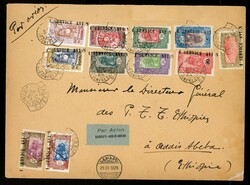 11 Werte a. grossform. Luftpost Ersttagsbrief Djibouti-Addis Abbeba ...