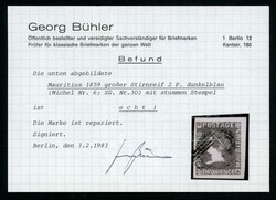 TWO PENCE dunkelblau mit grossen Stirnreif, sauber gestempelt, ...