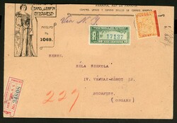 10 C. und 10 C. R-Marke als R-Brief 1905 nach Ungarn, Umschlag oben ...